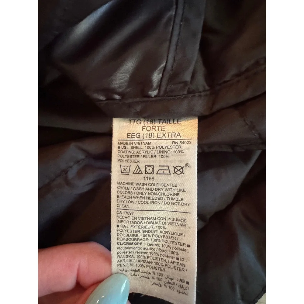 Old Navy Active Kids Black Puffer Jacket Water-Resistant Hooded XXL 18 Plus